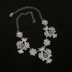 Mexican silver pearl owls necklace from Oaxaca completely handmade filigree work