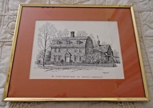 Impresión artística Clark Goff 1975 histórica Dwight Barnard House 1754 Deerfield MA - Imagen 1 de 3