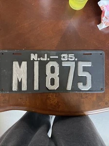 New Jersey 1935 license plate  # MI875 - Picture 1 of 1