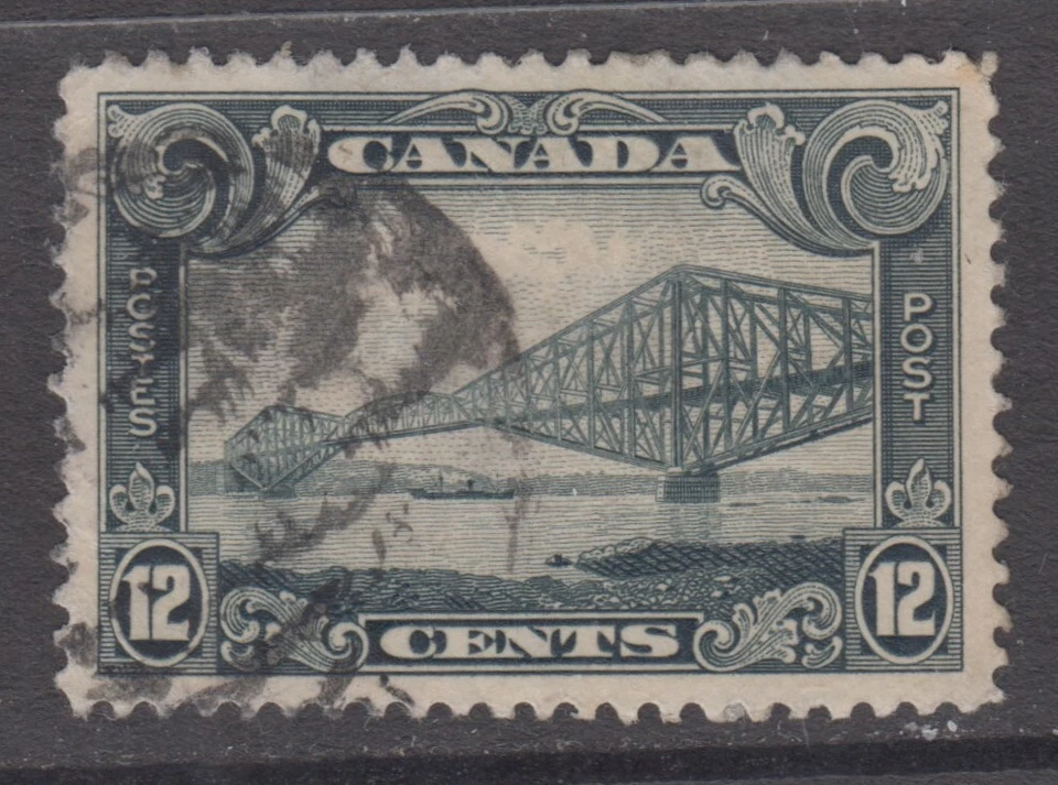 % Canada Scott #156  12 cent Quebec Bridge "KGV Scroll"  VF   - Изображение 1 из 1
