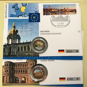 BRD 2016/17, Numisbriefe P. Nigra/D. Zwinger, mit 2€ farbig, AUSWAHL ((R7-10-5 - Picture 1 of 3