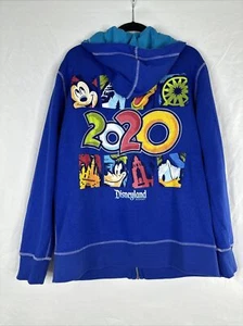 Disney Parks Full Zip Hoodie Sweater Mens Size L Blue Mickey Mouse Pluto New - Picture 1 of 17