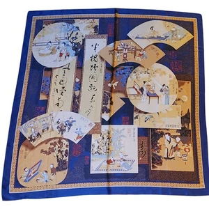 ASilk 100 % moderne chinesische Seide 43 Zoll quadratischer Schal handgerollte Kanten Übergröße - Bild 1 von 11