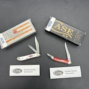 2 Case xx KNIVES Peanut Jigged White & Old Red Bone Smooth Texas Toothpick Knife