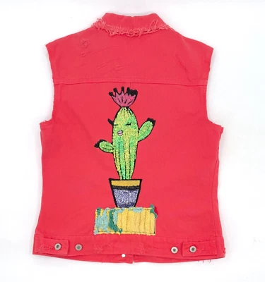 Chaleco Guess EE. UU. Para Mujer Grande Coral Denim Manga Corte Parche Cosido Envejecido Foto 1 de 4