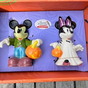 Disney HALLOWEEN Mickey Mouse & Minnie Mouse GHOST Salt & Pepper Shakers New - Picture 1 of 13