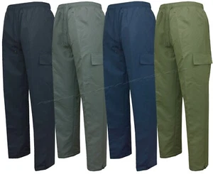 Mens Cargo Trousers Open Hem Fully Elasticated Bottoms with Zip Pockets S - XXL - Picture 1 of 7