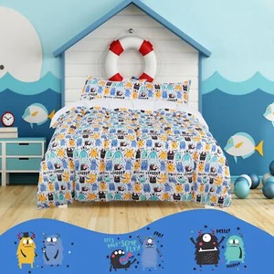 3 Piece Polyester Microfiber Kids Duvet Cover Set Cartoon Series Pattern - Picture 1 of 11