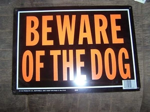 SET OF 2 Outdoor Metal "BEWARE OF THE DOG" 14"x 10" signs - Picture 1 of 1