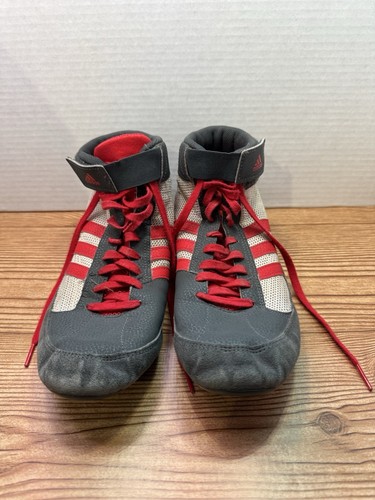 Scarpe da wrestling Adidas HVC taglia 8 grigio rosso bianco GZ8451