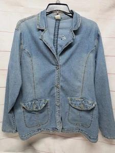 Chaqueta Jean Threads Original Vintage Talla Grande 3X Embellecida Brillo Y2K Años 90 - Imagen 1 de 6