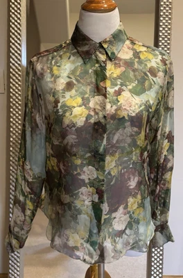Blusa de seda floral Albeta Ferretti IT 44, EE. UU. 8 venta al por menor $853,00 Foto 1 de 4