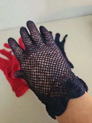 2 pares de guantes de encaje de malla de ganchillo de nailon Aris OS rojo azul Foto 1 de 3