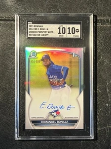 ENMANUEL BONILLA 2023 Bowman Chrome Refractor Auto 115/499 SGC 10/10 - Picture 1 of 2