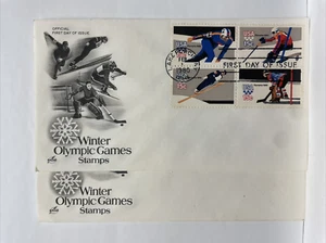 Lot 2 1980 Winter Olympic Games Stamps FDC Mail Cover - Lake Placid, New York - Picture 1 of 3