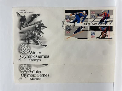 Lot 2 1980 Winter Olympic Games Stamps FDC Mail Cover - Lake Placid, New York - Image 1 of 3