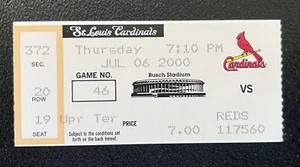 MLB RECORD! 7/6/00 CARDINALS/REDS TICKET STUB-KEITH MCDONALD HR IN 1ST 2 AT BATS - Picture 1 of 1