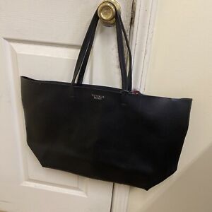 Victoria's Secret Large Black Faux Leather Shoulder Bag Tote