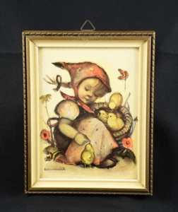 MJ Hummel The Little Chick Girl Wall Hanging Framed Print Art 6 x 4.5 Inches - Picture 1 of 5