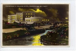 (Gd4524) RPPC, Promenade & Midland Hotel, MORECAMBE de noche, Lancashire, c1936 - Imagen 1 de 4