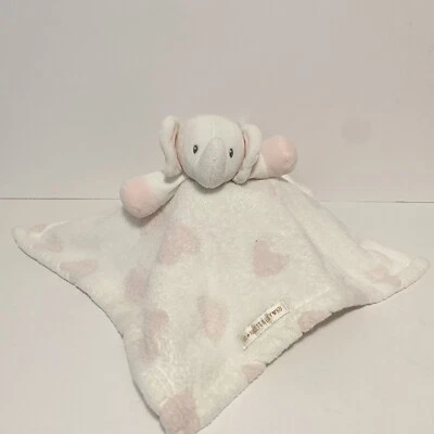 Blankets & Beyond Hearts Elephant Lovey Pink White Security Blanket Cuddle Toy - Image 1 of 4