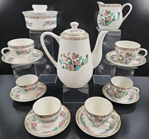 17 Pc Lord Nelson Indian Tree Cups Saucers Teapot Creamer Sugar Set England Lot - Picture 1 of 24