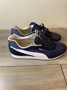 Brand New Vintage 70s 80s Puma Cyclone LE Running Shoes Size 12 Men's Blue White - Picture 1 of 9