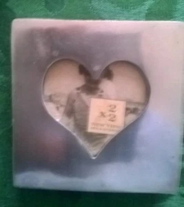Small Metal Jewelry Box Keepsake Trinket Box Heart Cutout on Lid for Photo - Picture 1 of 11
