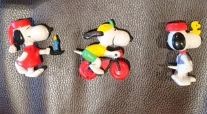 3 Snoopy & Woodstock PVC Figures Sleep Walk Biker Dinner Schultz Peanuts United - Picture 1 of 10