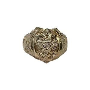 9ct 9K Yellow Gold Kruna Serbian Eagle And Cross Men’s Signet Ring. Size X. New - Picture 1 of 8