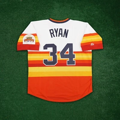 Nolan Ryan 1986 Houston Astros Rainbow Cooperstown Jersey w/ All Star Patch - Image 1 of 4