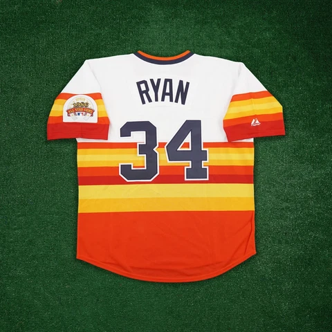 Nolan Ryan 1986 Houston Astros Rainbow Cooperstown Jersey w/ All Star Patch Cover