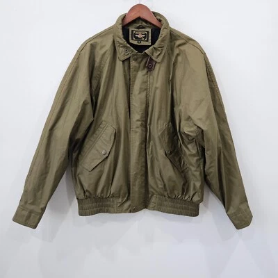 Chaqueta Bomber Vintage Aviator by Zero King Mediana Verde Cuero Borde Cremallera Completa Foto 1 de 4