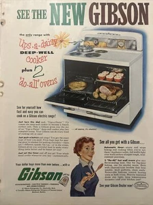 Vintage GIBSON Oven Drove Top Kitchen Appliance Ephemera Print Ad - Picture 1 of 5