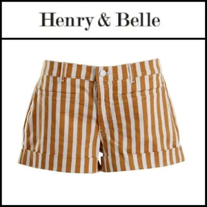 $142 Pantalones Cortos Informales Henry & Belle Marrón Rayas Cabana Marinero Mujer ~ 27 M3020 - Imagen 1 de 12
