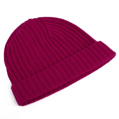Gorro de lana merino y cachemir, sombrero tejido gorro clásico, sombrero suave cálido, ciruela Foto 1 de 4