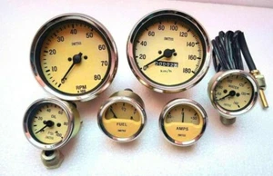 Smiths Gauge Kit Temp-Oil- Fuel-Amp-Oil Temp-Speedometer -Tacho Replica cream - Picture 1 of 5