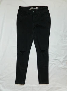 Seven7 Black Distressed Jeans Tummyless High Rise Skinny size 4 NWOT - Picture 1 of 7