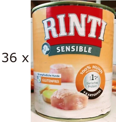 36 x 800 g RINTI Sensible (€ 4,51/kg) mit Huhn & Kartoffel - glutenfrei - Bild 1 von 3