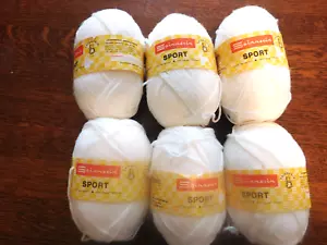 6 SKEINS SPINNERIN SPORT YARN, WHITE - Picture 1 of 5