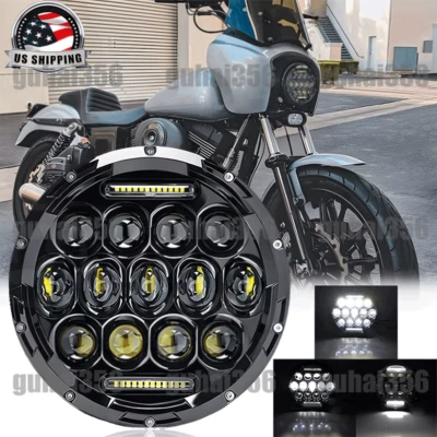 Black 7" Inch LED Headlight Projector High/Low For Harley-Davidson Street Glide - Image 1 of 4