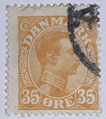Sellos de viaje: estampillas de Dinamarca de 1913 Scott # 114 usadas Ng, KING CHRISTIAN X 35 minerales Foto 1 de 4