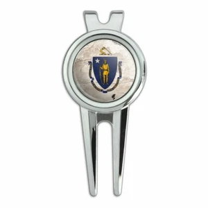 Rustic Massachusetts State Flag USA Golf Divot Tool Ball Marker - Picture 1 of 5