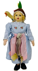 BAMBOLA 8" MASCHERA VISO PANNO OCA BAMBINA, ETICHETTATA VALGARDENA, MADE IN ITALY, VINTAGE - Foto 1 di 8