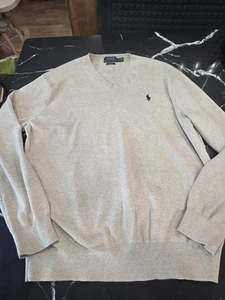 Suéter grande Ralph Lauren Polo para hombre cuello en V azul pony algodón Pima - Imagen 1 de 9