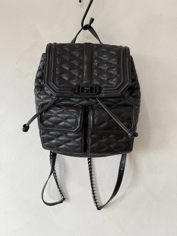 Mochila Acolchada Rebecca Minkoff Love Negra Correas Bolsa para Libros Mochila Cartera Bolso Foto 1 de 4