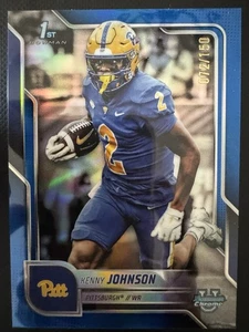 2025 Bowman University Chrome - Kenny Johnson Blue Refractor /150 Pitt #87 - Bild 1 von 2