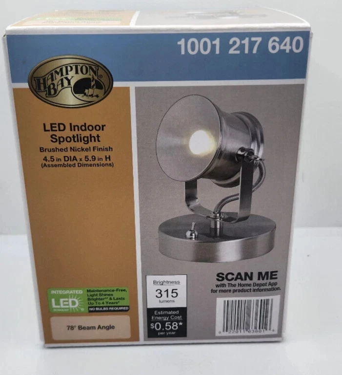 Hampton Bay 5,9 pol. Holofote interno LED integrado de níquel escovado - Imagem 1 de 4