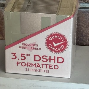 NEW Standard 3.5" DSHD Formatted 25 Diskettes Floppy Disks HMC NOS w Labels - Afbeelding 1 van 4
