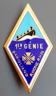 Insigne émail 1° RG Régiment du Génie 1950 MARDINI FFA Allemagne ORIGINAL BADGE - Photo 1/2